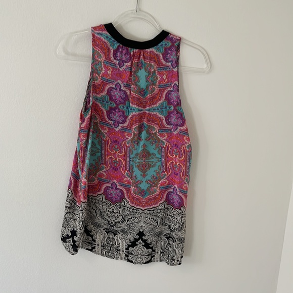 vanessa virginia anthropologie pink sheer paisley print sleeveless boho - Picture 7 of 8